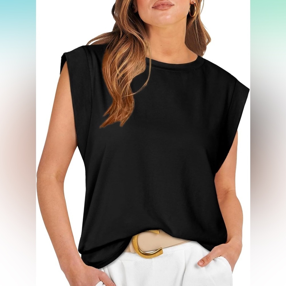 ❤️🔥Wiholl - Black Cap Sleeve Top - L